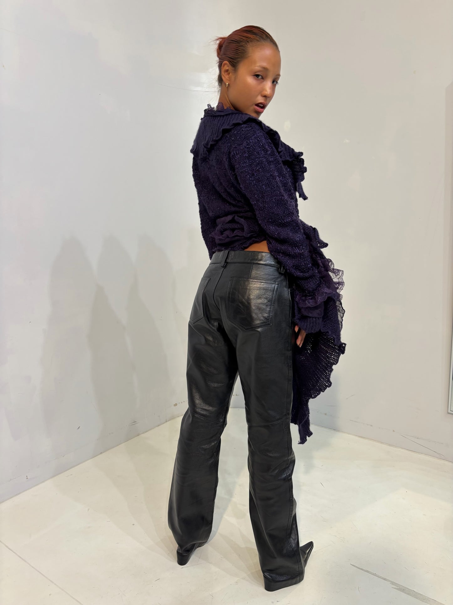 midd waisted leather pants