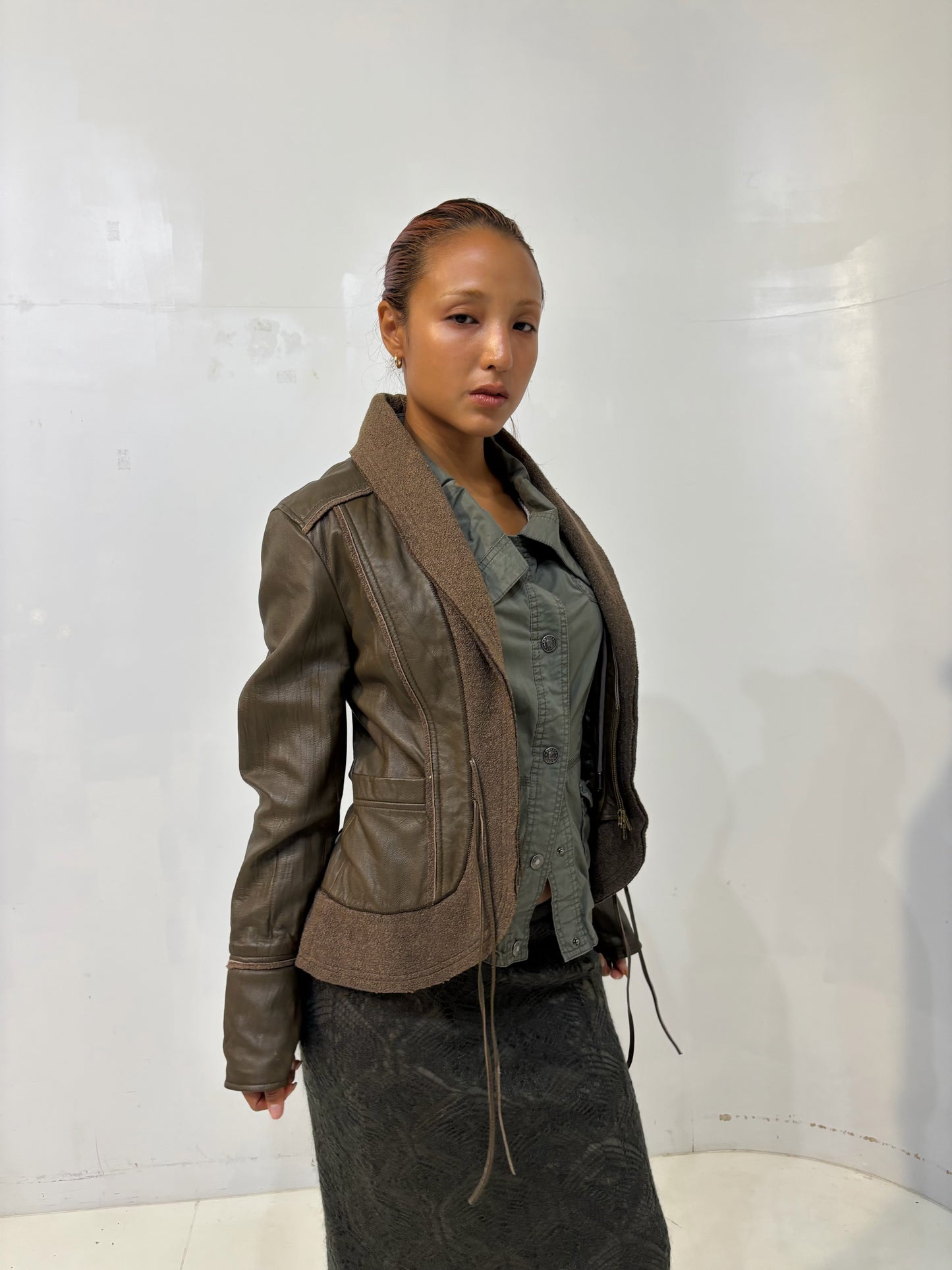 khaki leather jacket