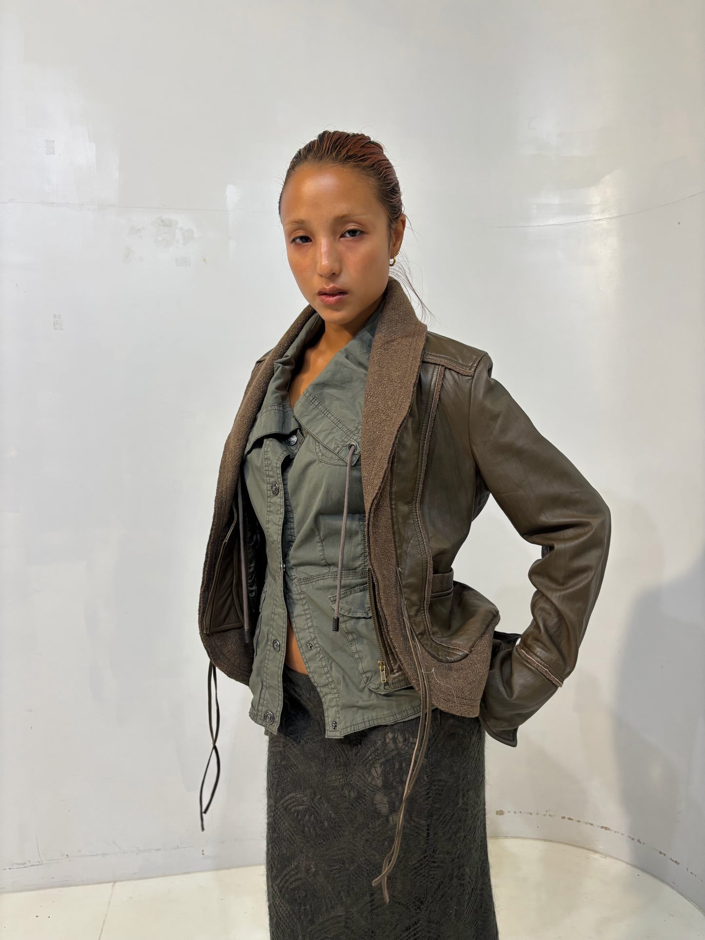khaki leather jacket